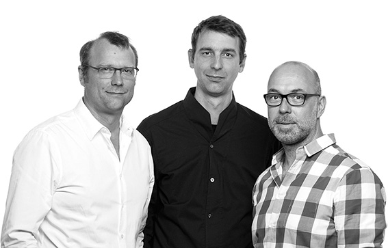 The founders and shareholders:<br/>Irmin Wiechmann, Levin Wiechmann und Marc Radermacher (left to right), Photo: Bettina Frst-Fastr